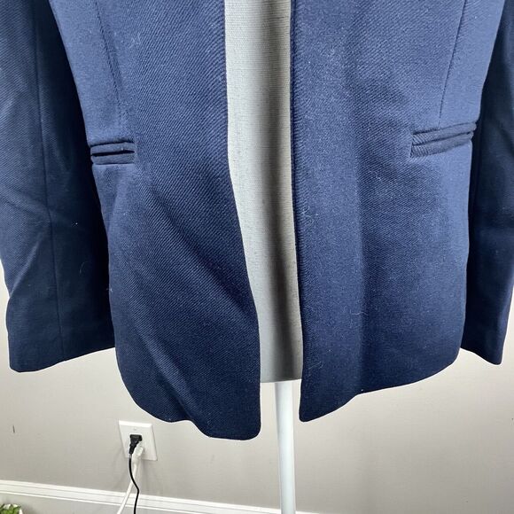 J Crew Navy Blue Open Front Blazer Jacket Size 8 Collarless - Picture 5 of 12